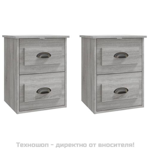 Нощни шкафчета за стенен монтаж, 2 бр, сив сонома, 41,5x36x53см