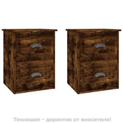 Нощни шкафчета за стенен монтаж, 2 бр, опушен дъб, 41,5x36x53см