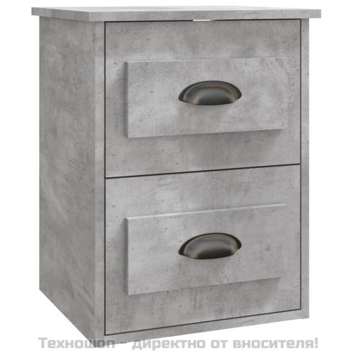 Нощно шкафче за стенен монтаж, бетонно сиво, 41,5x36x53 см