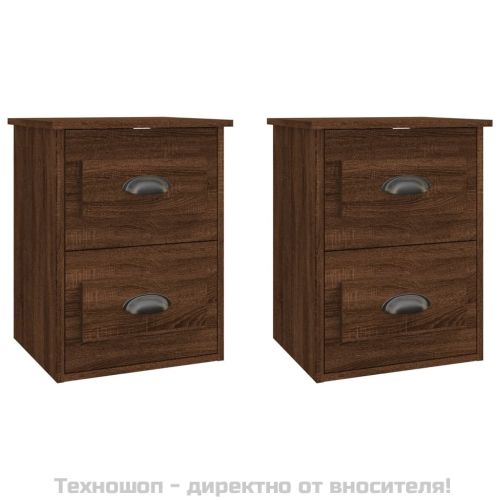 Нощни шкафчета за стенен монтаж, 2 бр, кафяв дъб, 41,5x36x53 см