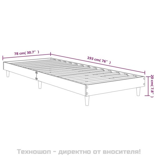 Рамка за легло без матрак опушен дъб 75x190 см инженерно дърво