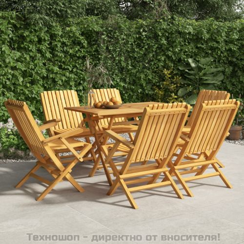 Сгъваеми градински столове, 6 бр, 61x67x90 см, тик масив