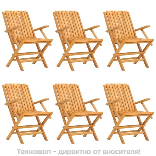 Сгъваеми градински столове, 6 бр, 61x67x90 см, тик масив