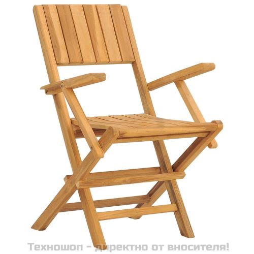 Сгъваеми градински столове, 4 бр, 55x61x90 см, тик масив