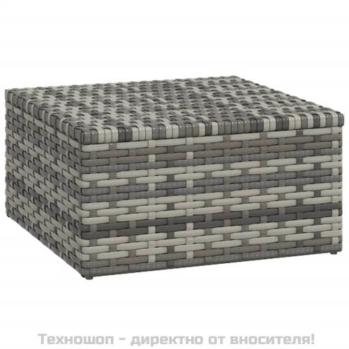 Градински лаундж комплект с възглавници 3 части сив полиратан