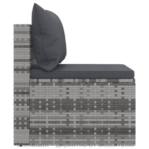 Градински средни дивани с възглавници, 2 бр, сиви, полиратан