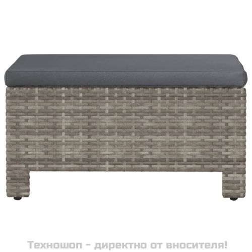 Градинска поставка за крака с възглавница, сива, полиратан