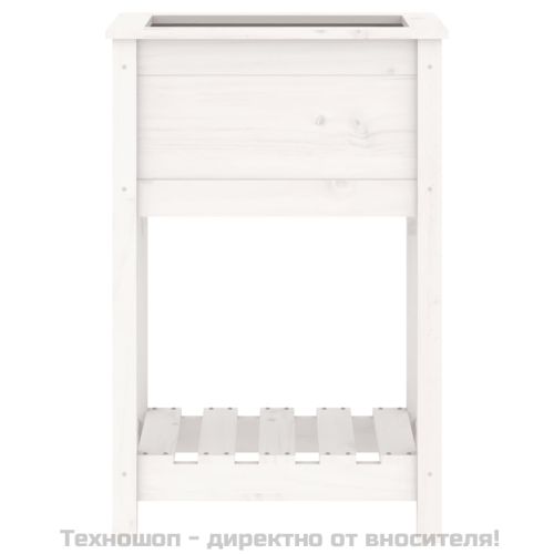 Плантер с рафт, бяла, 54x34,5x81 см, борово дърво масив