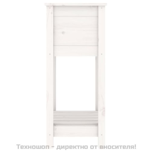Плантер с рафт, бяла, 54x34,5x81 см, борово дърво масив