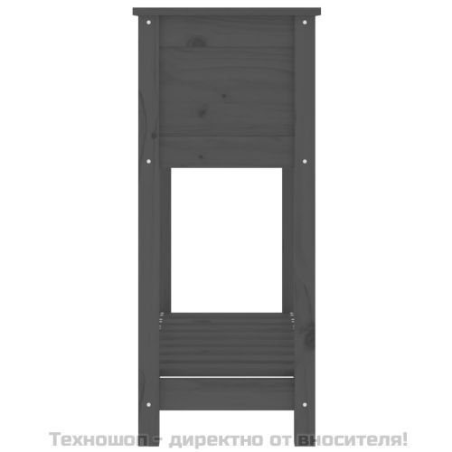 Плантер с рафт, сив, 82,5x34,5x81 см, борово дърво масив