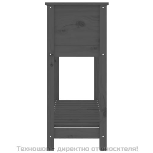 Плантер с рафт, сив, 111,5x34,5x81 см, борово дърво масив