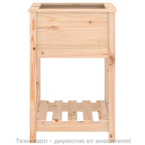 Плантер с рафт, 54x54x81 см, борово дърво масив