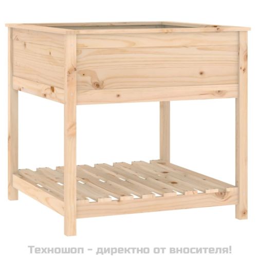 Плантер с рафт, 82,5x82,5x81 см, борово дърво масив