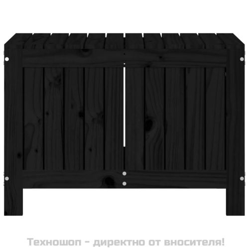 Кутия за съхранение, черна, 76x42,5x54 см, борово дърво масив