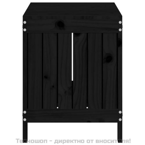 Кутия за съхранение, черна, 76x42,5x54 см, борово дърво масив