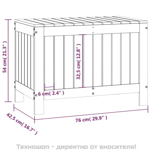 Кутия за съхранение, черна, 76x42,5x54 см, борово дърво масив