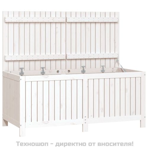 Градинска кутия за съхранение, бяла, 147x68x64 см, бор масив