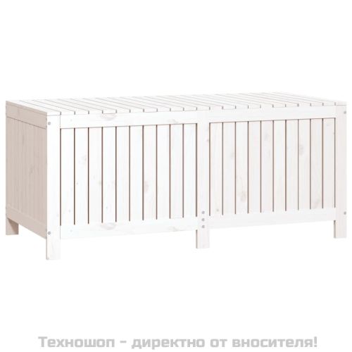 Градинска кутия за съхранение, бяла, 147x68x64 см, бор масив