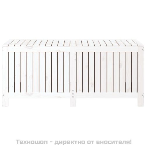 Градинска кутия за съхранение, бяла, 147x68x64 см, бор масив