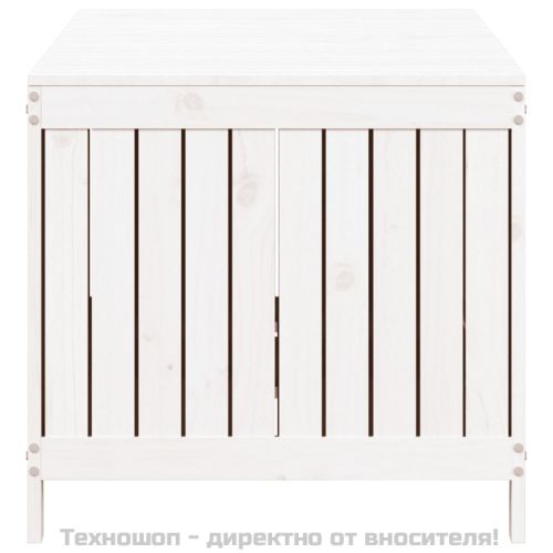 Градинска кутия за съхранение, бяла, 147x68x64 см, бор масив