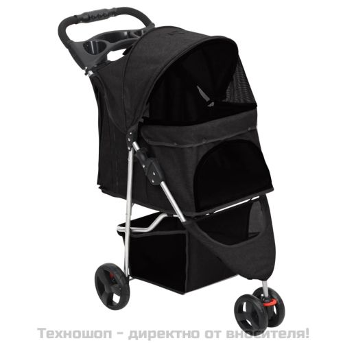 Сгъваема количка за кучета, черна, 80x46x98 см, Оксфорд плат