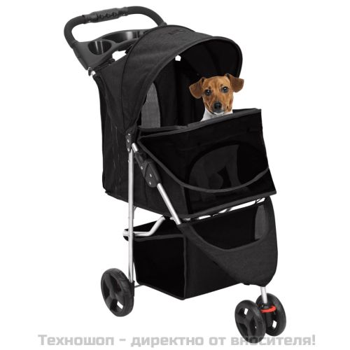 Сгъваема количка за кучета, черна, 80x46x98 см, Оксфорд плат