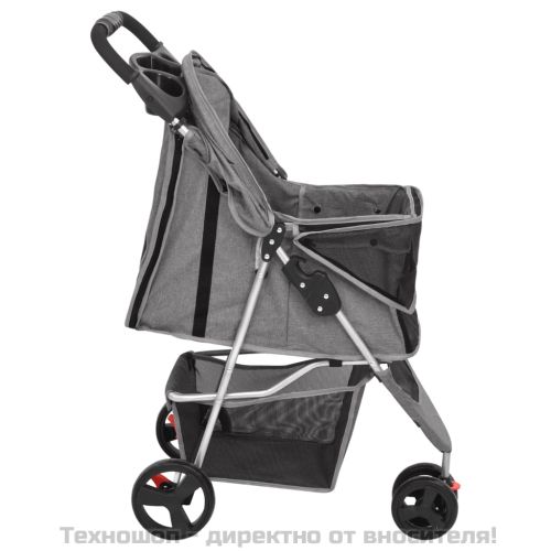 Сгъваема количка за кучета, сива, 80x46x98 см, Оксфорд плат