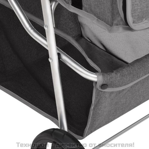 Сгъваема количка за кучета, сива, 80x46x98 см, Оксфорд плат