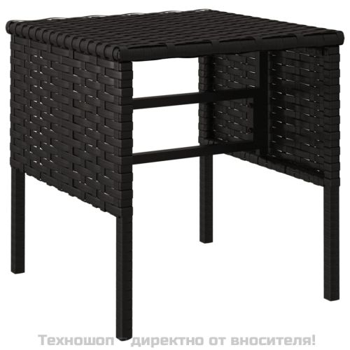 Градински табуретки с възглавници, 4 бр, черни, полиратан