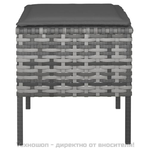 Градински табуретки с възглавници, 4 бр, сиви, полиратан