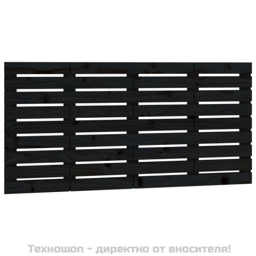 Стенна табла за спалня, черна, 126x3x63 см, борово дърво масив