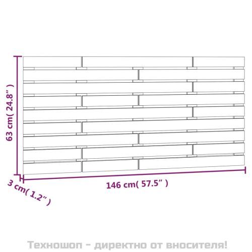 Стенна табла за спалня, 146x3x63 см, борово дърво масив