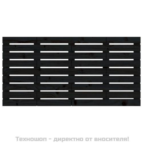 Стенна табла за спалня, черна, 156x3x63 см, борово дърво масив