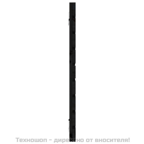 Стенна табла за спалня, черна, 156x3x63 см, борово дърво масив