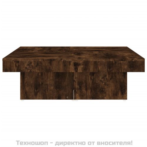 Кафе маса, опушен дъб, 90x90x28 см, инженерно дърво