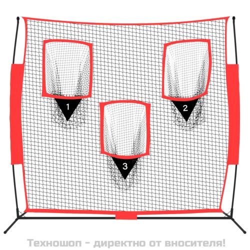 Преносима бейзболна мрежа черно/червено 183x105x183см полиестер