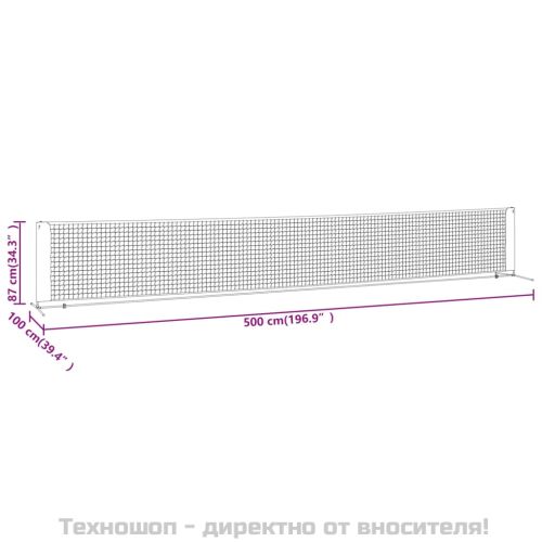 Мрежа за тенис, черно-червена, 500x100x87 см, полиестер