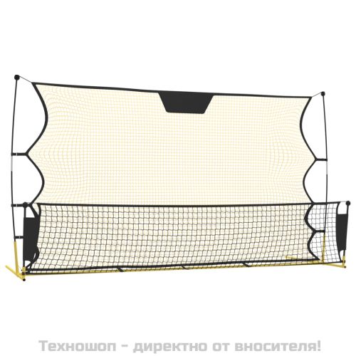 Рикошет мрежа за футбол черно и жълто 183x85x120 см полиестер