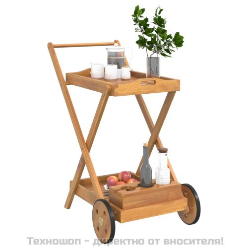 Количка за чай 54x87x90 см акациево дърво масив