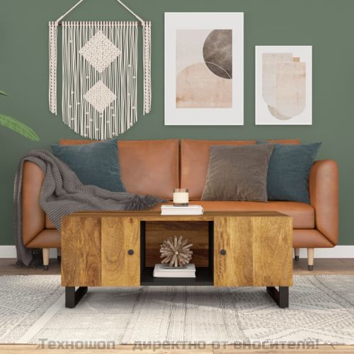 Маса за кафе, 100x54x40 см, манго масив и инженерно дърво