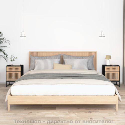 Нощни шкафчета, 2 бр, черни, 40x30x55,5 см, инженерно дърво