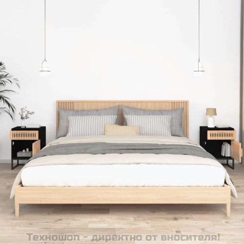 Нощни шкафчета, 2 бр, черни, 40x30x55,5 см, инженерно дърво