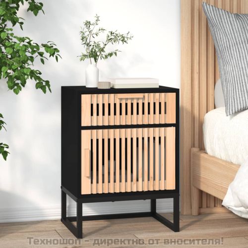 Нощни шкафчета, 2 бр, черни, 40x30x55,5 см, инженерно дърво