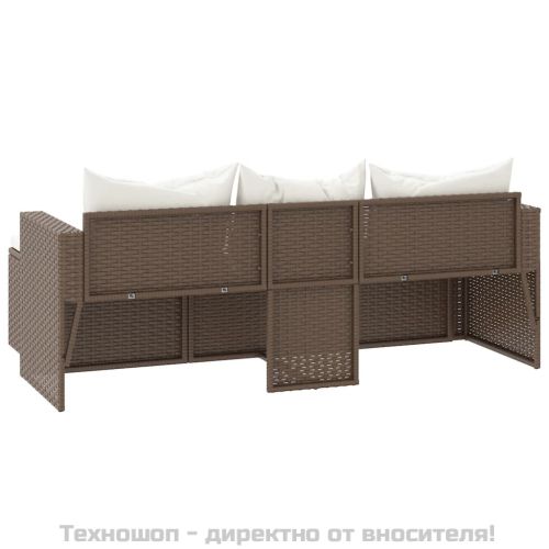 Градински лаундж комплект, кафяв, полиратан