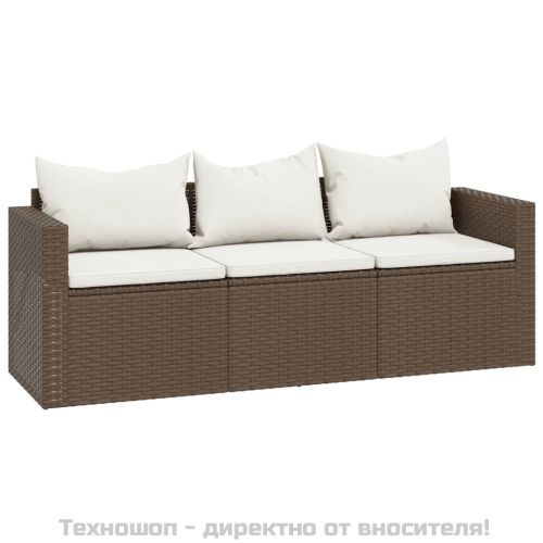 Градински лаундж комплект, кафяв, полиратан