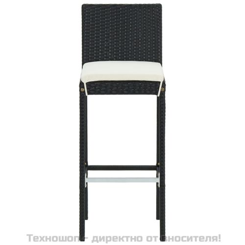 Бар табуретки с възглавници, 6 бр, черни, полиратан