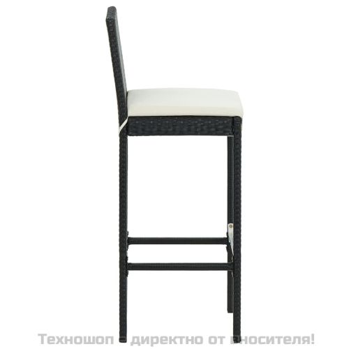 Бар табуретки с възглавници, 6 бр, черни, полиратан