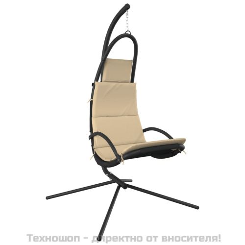 Градински стол-люлка възглавница кремав плат Оксфорд и стомана