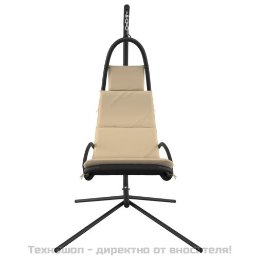 Градински стол-люлка възглавница кремав плат Оксфорд и стомана