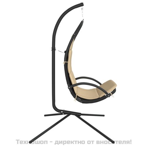 Градински стол-люлка възглавница кремав плат Оксфорд и стомана